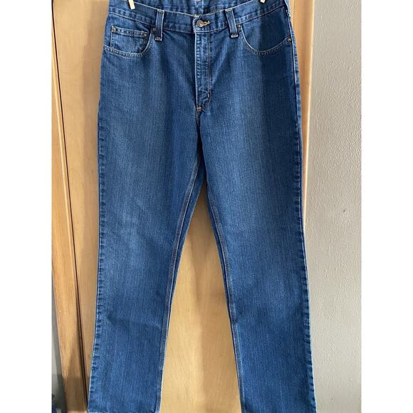 EUC Carhartt Mens 36X34 Jeans Blue Denim Tapered Leg Traditional Straight Fit